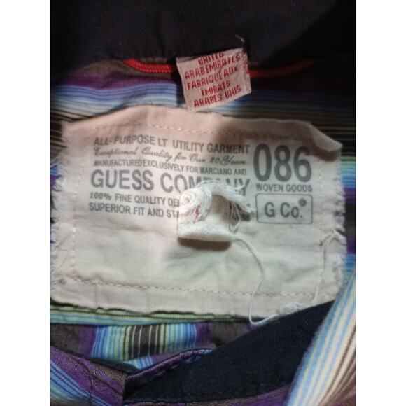 Guess Company Shirt Mens Large Multicolor Striped Button‎ Up Long Sleeve Casual - Picture 6 of 9